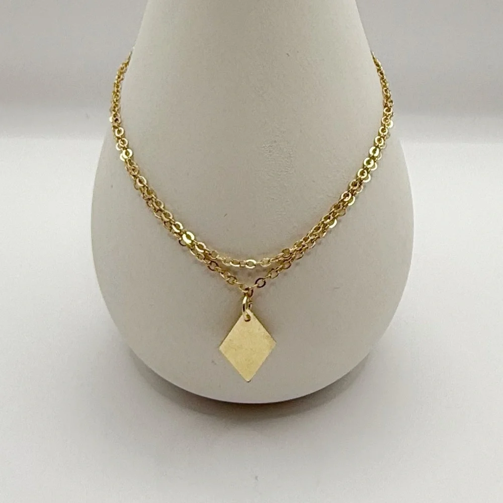 Gold Double Layer Bracelet Anklet | Minimal Diamond Charm Adjustable